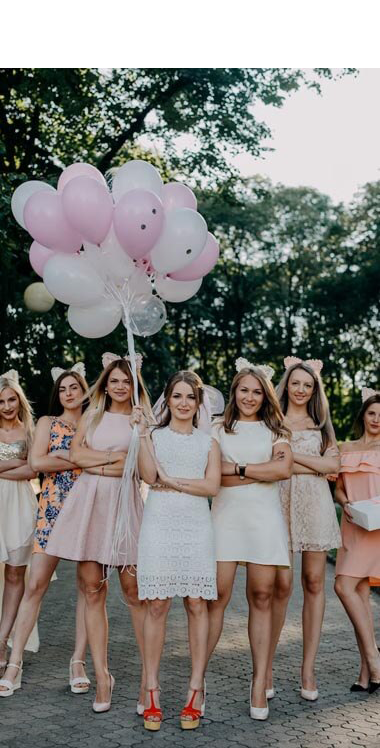 girls striking a pose at a bachelorette party