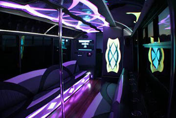 dance poles in a limo bus