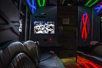 interior of a limo bus