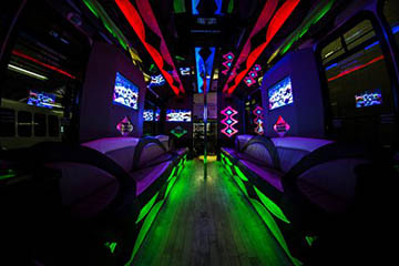 luxury lounge on a party bus 