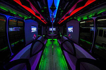 party bus rental led light and leather seating