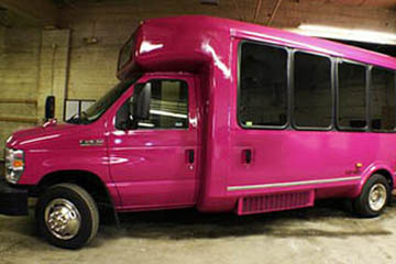 pink party bus exterior
