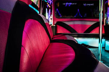 pink features on a party bus