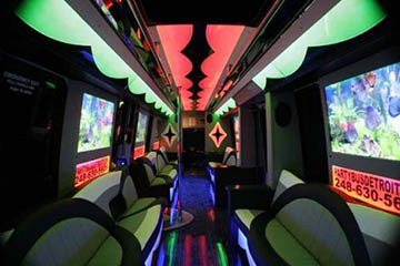 neon interior of a party bus