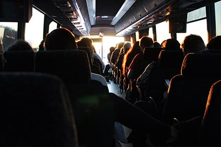 interior of a luxury charter bus