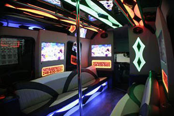 18 passenger party bus interior